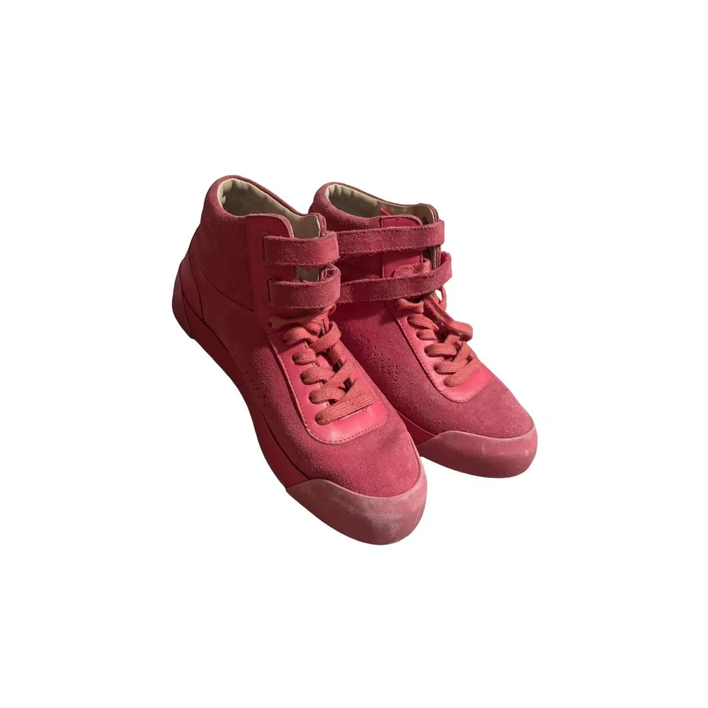Rag & Bone Pink Suede High Top Sneakers Leather Trim Ankle Strap Shoes